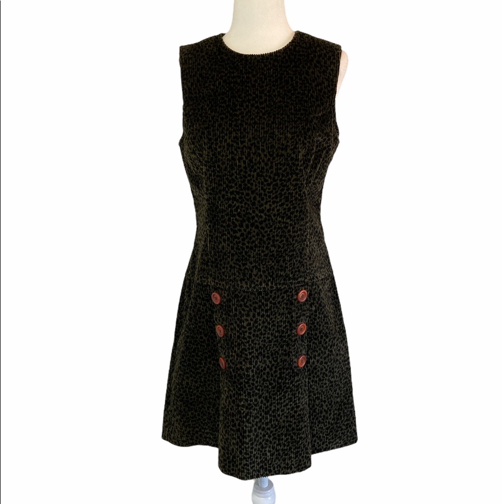 Jefferey Halper Leopard Corduroy Dress 100% Cotton